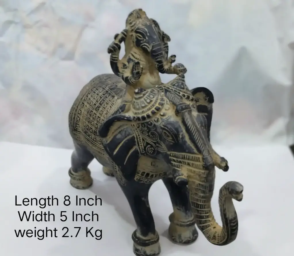 A Man Riding An Eliphant. Made Up Of Pure Brass Have A Weight Of 2700 Grams. Home Decor Item