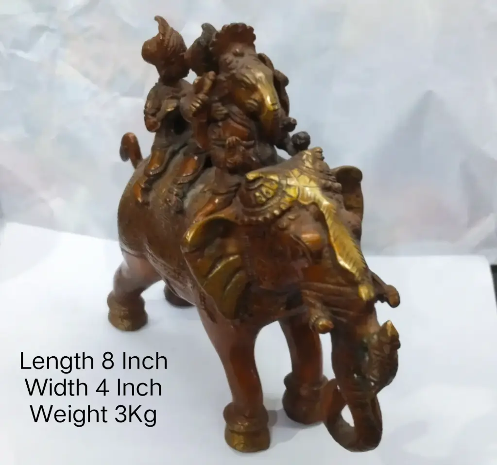 A Man Riding Eliphant. Made Up Of  Pure Brass And Have A Weight Of 3000 Grams. Home Decor Item.