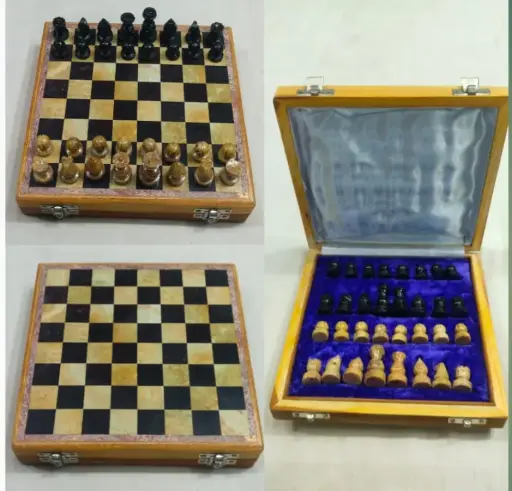 8 Inches Playing Chess Made Up Of Wood & Marble.